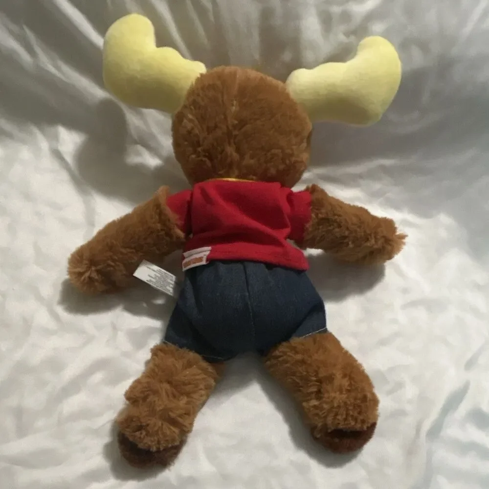 Vintage 2002 Tommy Moose Brown Moose Plush Red Shirt Denim Shorts Washable
